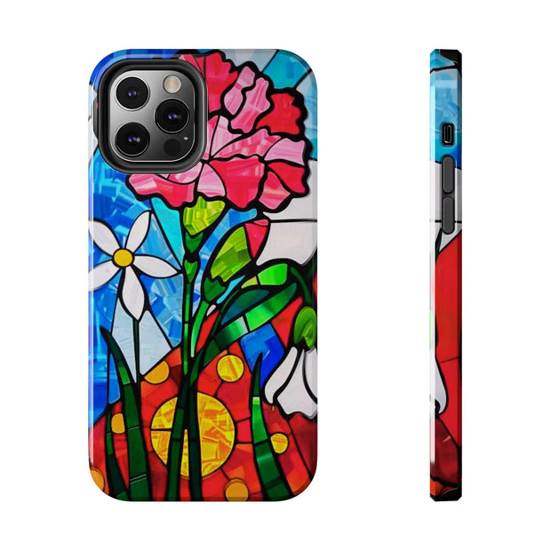 January Carnation Stained Glass Birth Flower Tough Phone Case