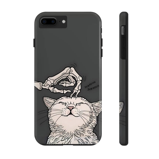 Skeleton Scratch Cat Gothic Humor Tough Phone Case LavenderCeleste