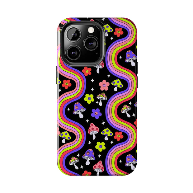 Groovy Mushroom Rainbow Tough Phone Case LavenderCeleste