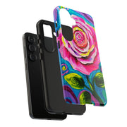 Vibrant Pink Rose Abstract Tough Phone Case LavenderCeleste