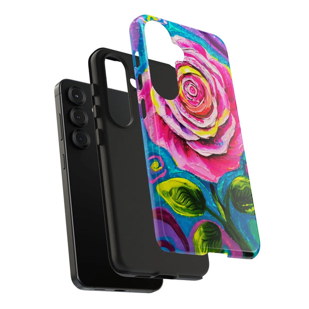 Vibrant Pink Rose Abstract Tough Phone Case LavenderCeleste