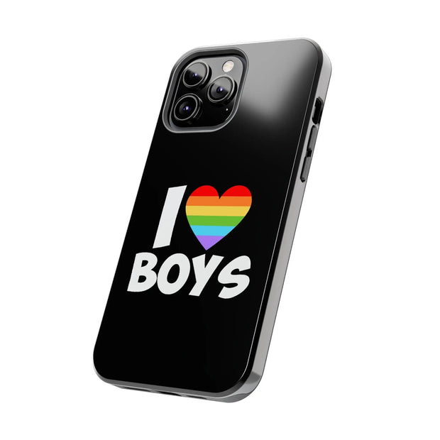 I Love Boys Pride Tough Phone Case – LGBTQ+ Rainbow Heart Design