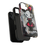 Goth Bow Cat Graffiti Pop Art Tough Phone Case LavenderCeleste