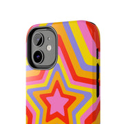 Retro Rainbow Star Groovy Tough Phone Case LavenderCeleste