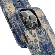 Maine Coon Toile Tough Phone Case – Vintage Blue Floral Cat Pattern - LavenderCeleste