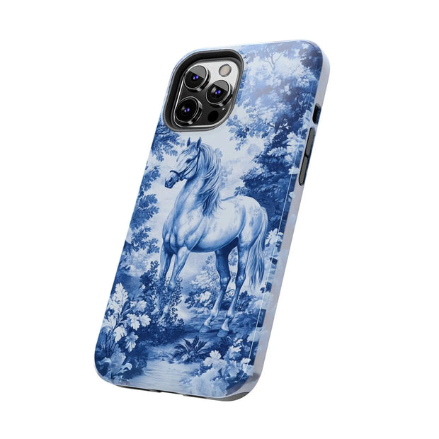 Blue Toile Horse Country Scenic Tough Phone Case LavenderCeleste