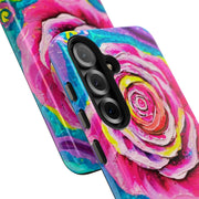 Vibrant Pink Rose Abstract Tough Phone Case LavenderCeleste