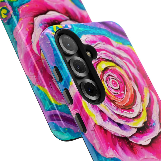 Vibrant Pink Rose Abstract Tough Phone Case LavenderCeleste