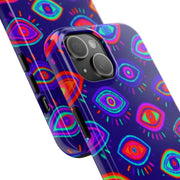 Trippy Neon Evil Eye Protective Tough Phone Case LavenderCeleste