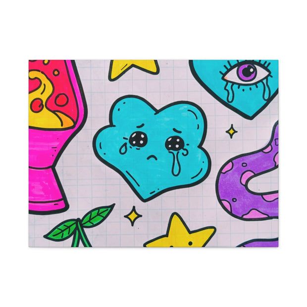 Kawaii Lava Lamp Sad Cloud Snake Matte Canvas Print LavenderCeleste