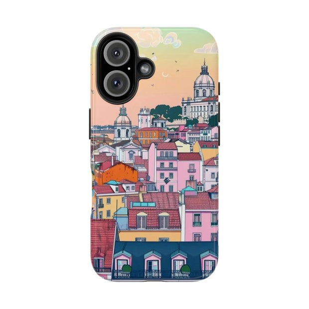 Lisbon Portugal Tough Phone Case – Pastel City Skyline Aesthetic