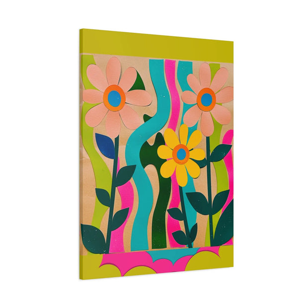 Groovy Paper Cut Flower Matte Canvas Art LavenderCeleste