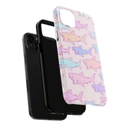Pastel Shark Pattern Tough Phone Case LavenderCeleste
