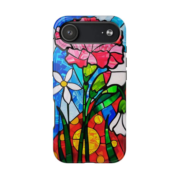 January Carnation Stained Glass Birth Flower Tough Phone Case