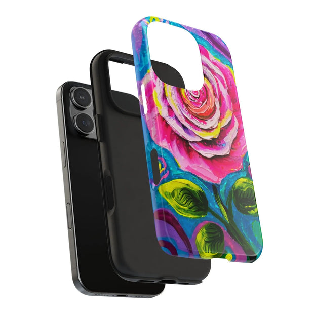 Vibrant Pink Rose Abstract Tough Phone Case LavenderCeleste