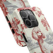 Red Toile de Jouy Poodle Aesthetic Phone Case WOYC