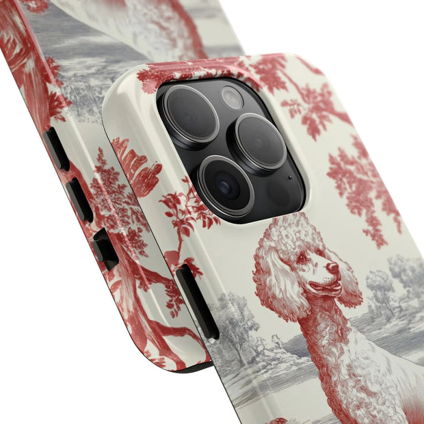 Red Toile de Jouy Poodle Aesthetic Phone Case WOYC