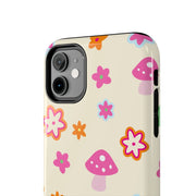 Retro Mushroom Flower Power Tough Phone Case LavenderCeleste