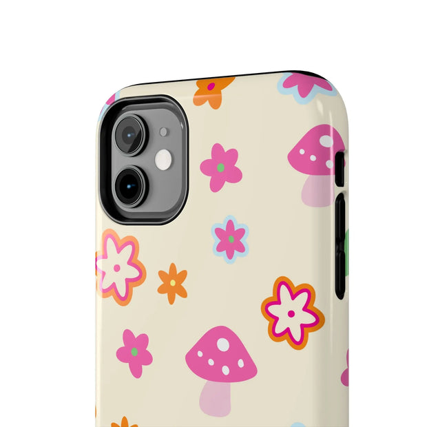 Retro Mushroom Flower Power Tough Phone Case LavenderCeleste