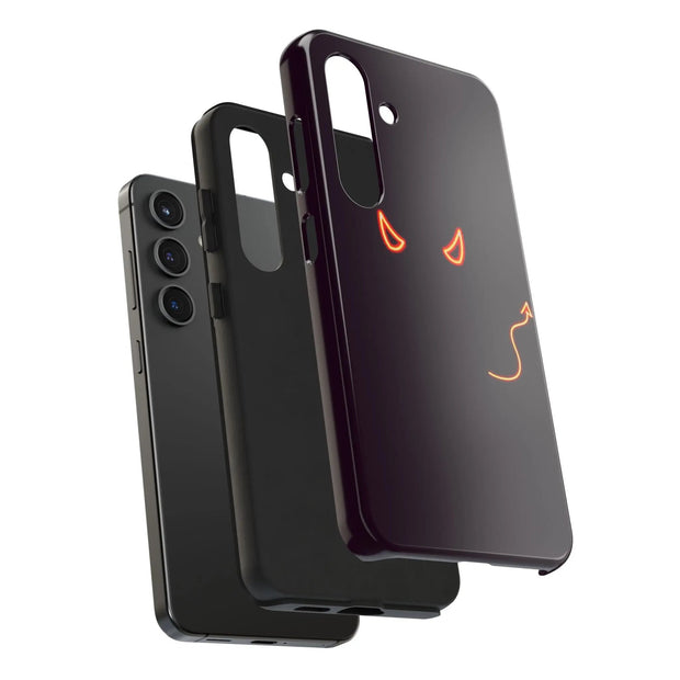 Neon Devil Eyes Tough Phone Case – Minimal Dark Glow Aesthetic Printify