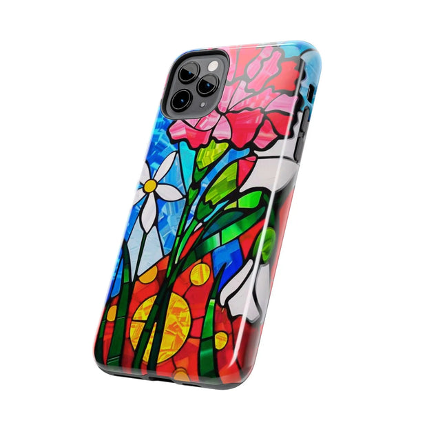January Carnation Stained Glass Birth Flower Tough Phone Case