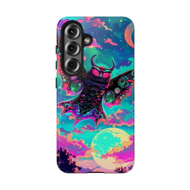 Mothman Tough Phone Case – Psychedelic Neon Cryptid Aesthetic - LavenderCeleste
