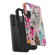 Skull Occult Neon Drip Pastel Goth Tough Phone Case LavenderCeleste