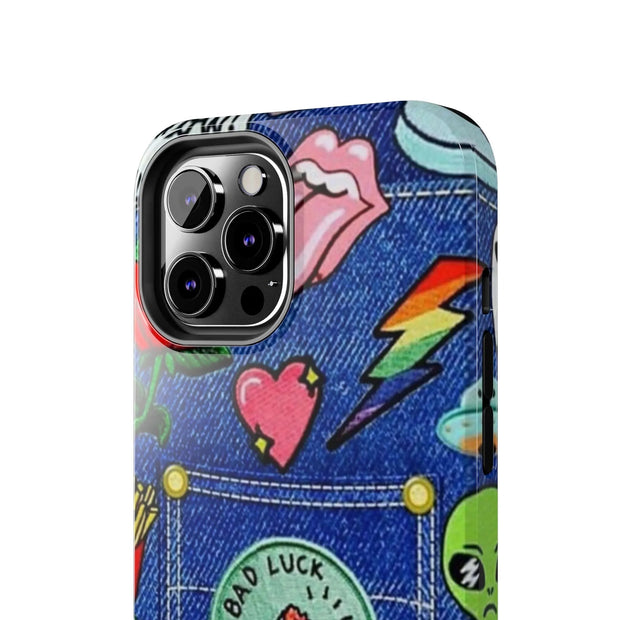 Retro Kidcore Denim Patch Tough Phone Case LavenderCeleste
