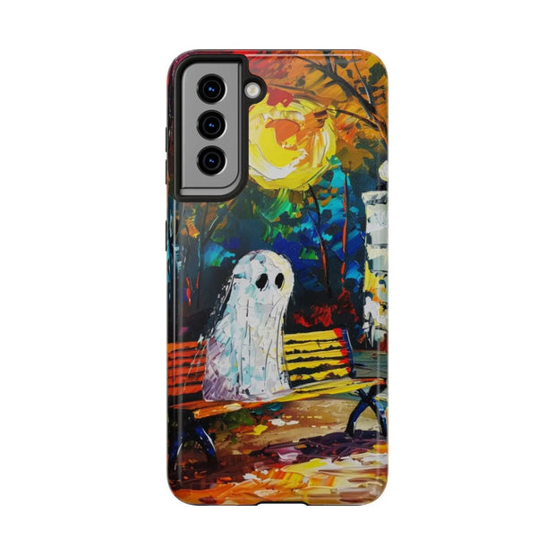 Lonely Ghost Tough Phone Case – Abstract Fall Park Bench Painting