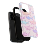 Pastel Shark Pattern Tough Phone Case LavenderCeleste