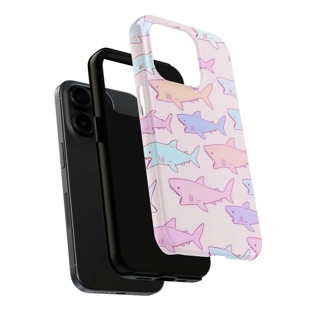 Pastel Shark Pattern Tough Phone Case LavenderCeleste