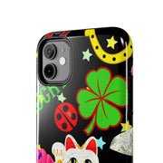 Lucky Symbols Tough Phone Case – 777 Dice Rainbow Maneki Neko Design - LavenderCeleste