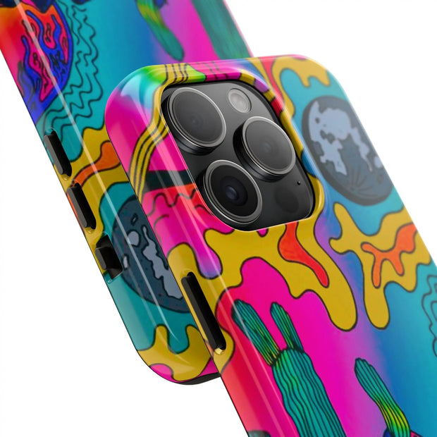 Trippy Psychedelic Desert Cactus Tough Phone Case LavenderCeleste