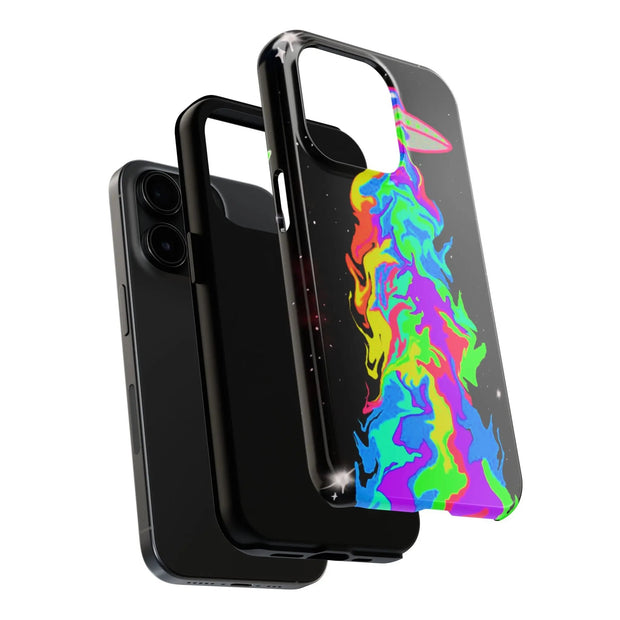 Psychedelic Neon UFO Abduction Tough Phone Case LavenderCeleste