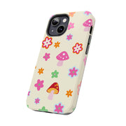 Retro Mushroom Flower Power Tough Phone Case LavenderCeleste
