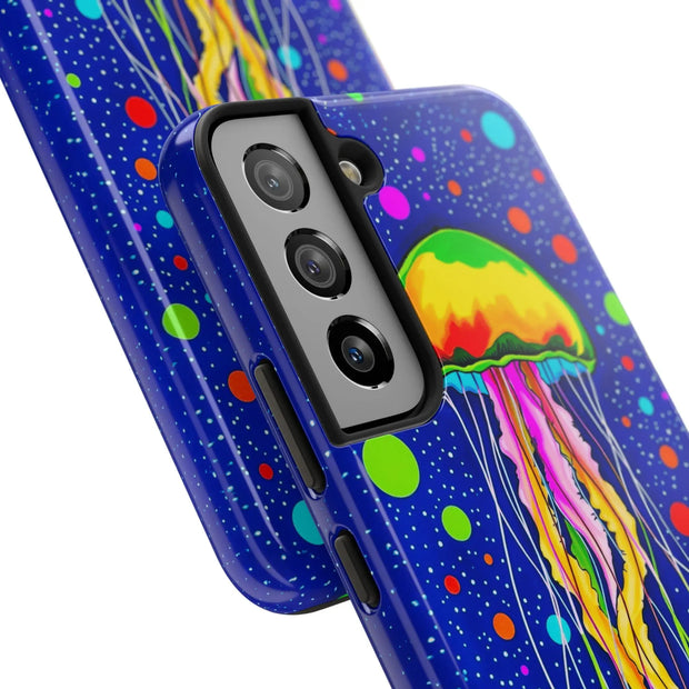 Vibrant Neon Jellyfish Cosmic Sea Tough Phone Case
