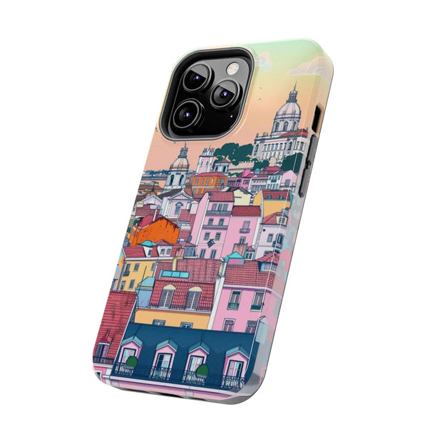Lisbon Portugal Tough Phone Case – Pastel City Skyline Aesthetic