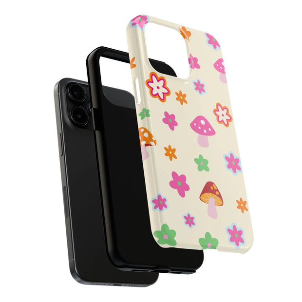 Retro Mushroom Flower Power Tough Phone Case LavenderCeleste