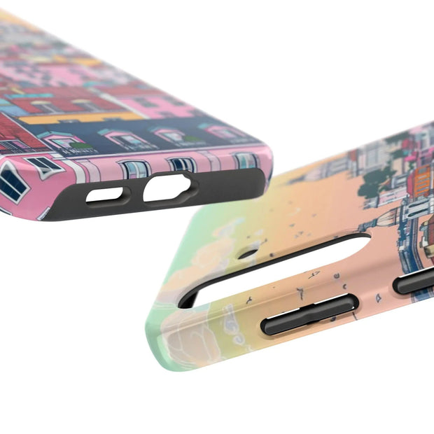 Lisbon Portugal Tough Phone Case – Pastel City Skyline Aesthetic