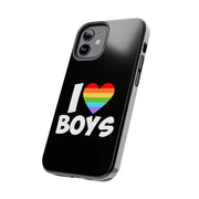 I Love Boys Pride Tough Phone Case – LGBTQ+ Rainbow Heart Design