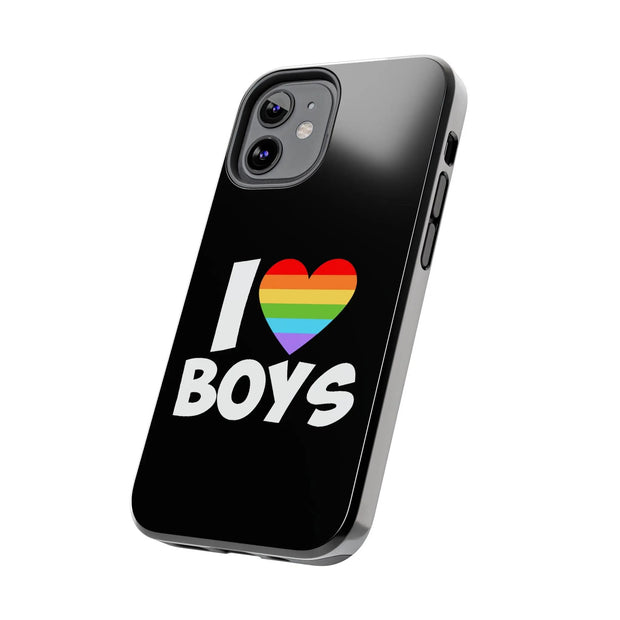 I Love Boys Pride Tough Phone Case – LGBTQ+ Rainbow Heart Design