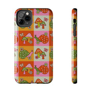 Retro Groovy Snail and Mushroom Tough Phone Case LavenderCeleste