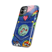 Retro Kidcore Denim Patch Tough Phone Case LavenderCeleste