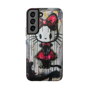 Goth Bow Cat Graffiti Pop Art Tough Phone Case LavenderCeleste