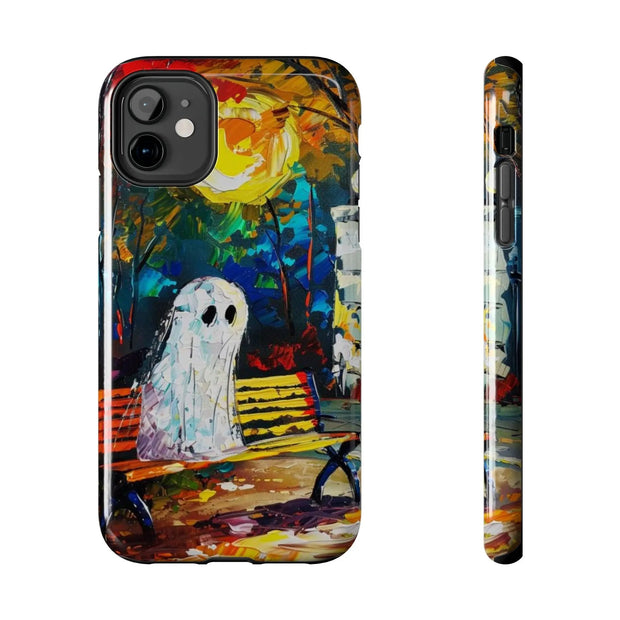 Lonely Ghost Tough Phone Case – Abstract Fall Park Bench Painting