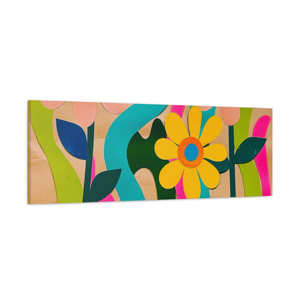 Groovy Paper Cut Flower Matte Canvas Art LavenderCeleste