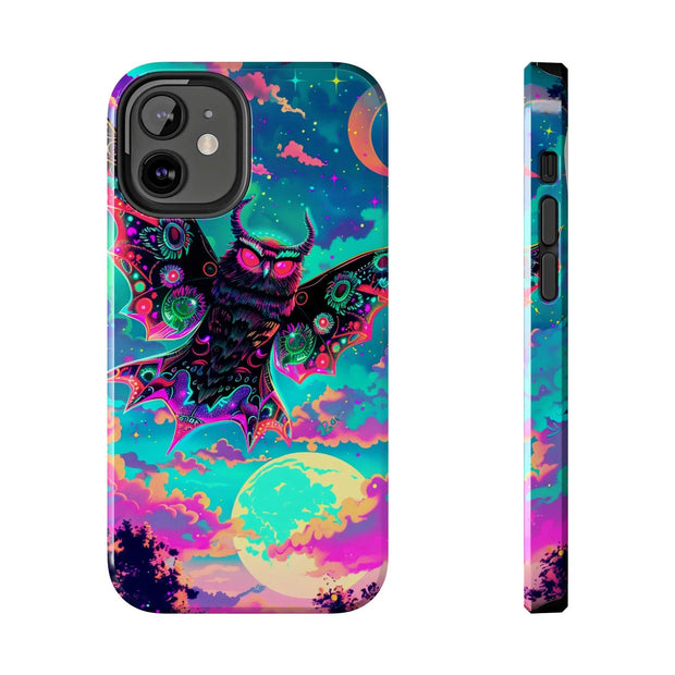 Mothman Tough Phone Case – Psychedelic Neon Cryptid Aesthetic - LavenderCeleste