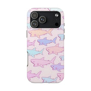 Pastel Shark Pattern Tough Phone Case Printify