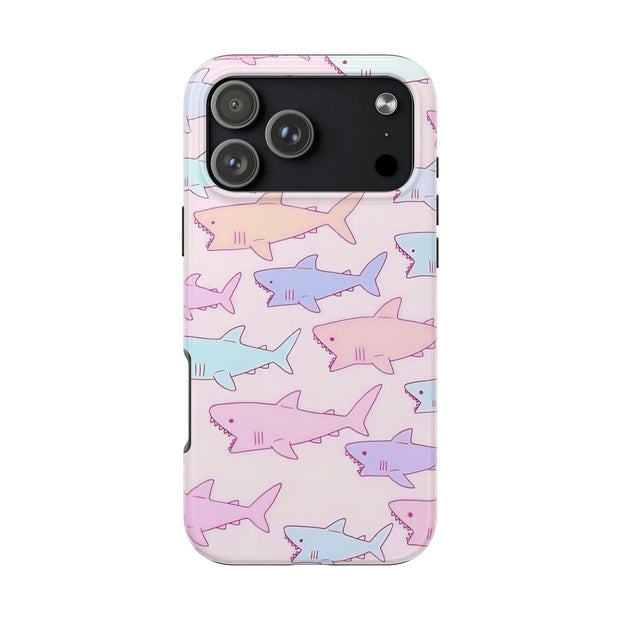 Pastel Shark Pattern Tough Phone Case Printify