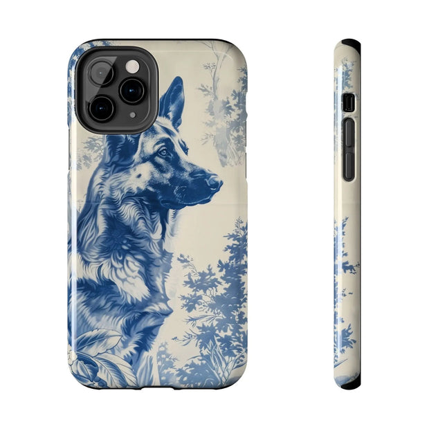 Blue Toile German Shepherd Scenic Tough Phone Case LavenderCeleste